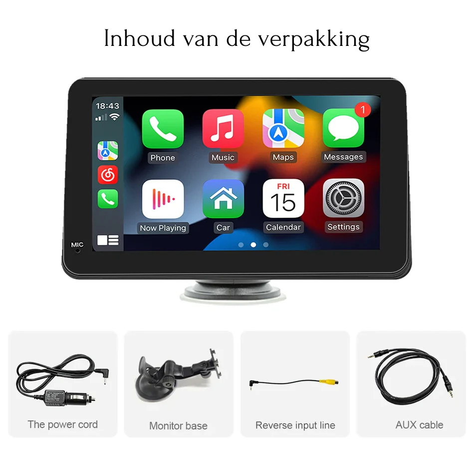 CarPlay & Android Auto Touchscreen | 7 Inch | Draadloos
