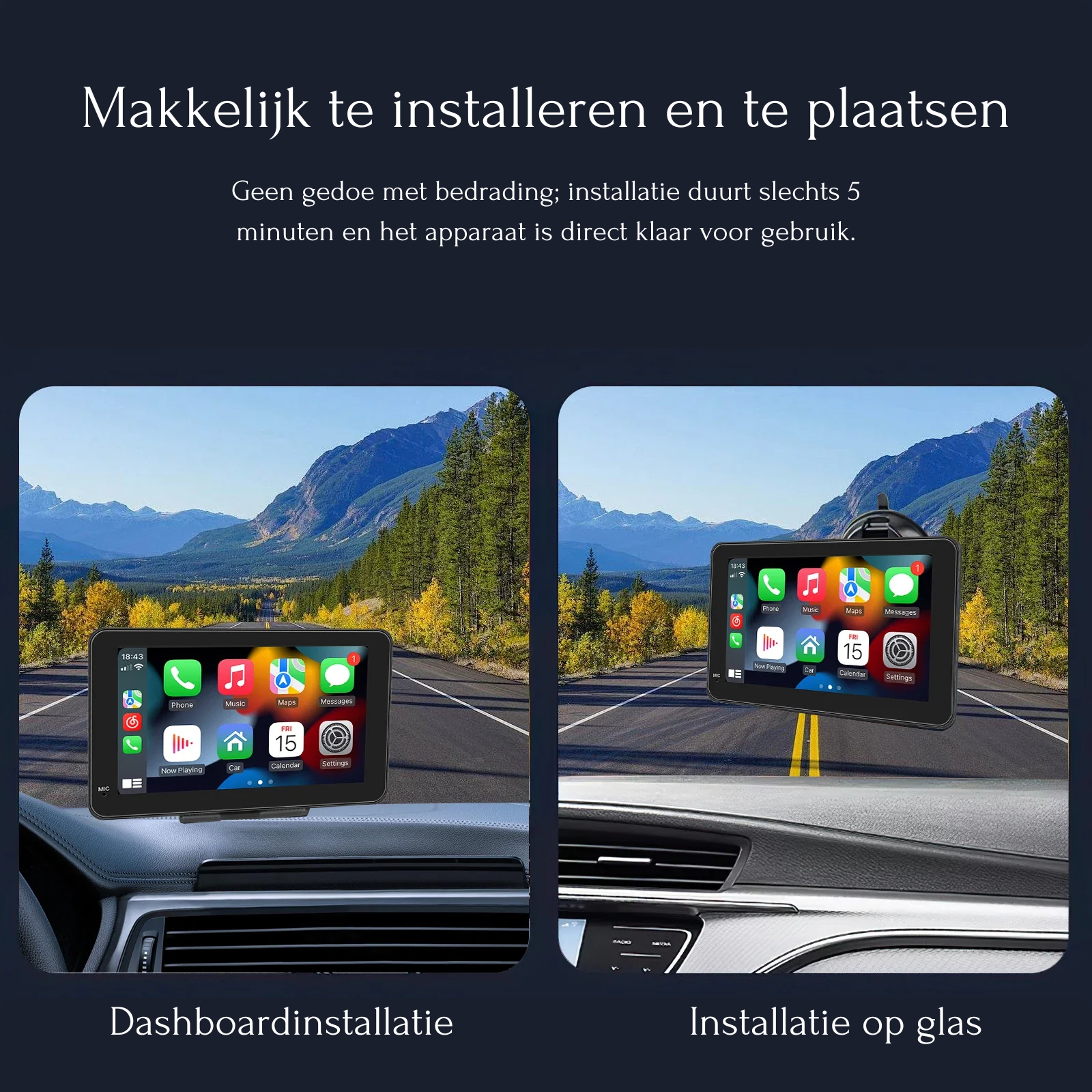 CarPlay & Android Auto Touchscreen | 7 Inch | Draadloos